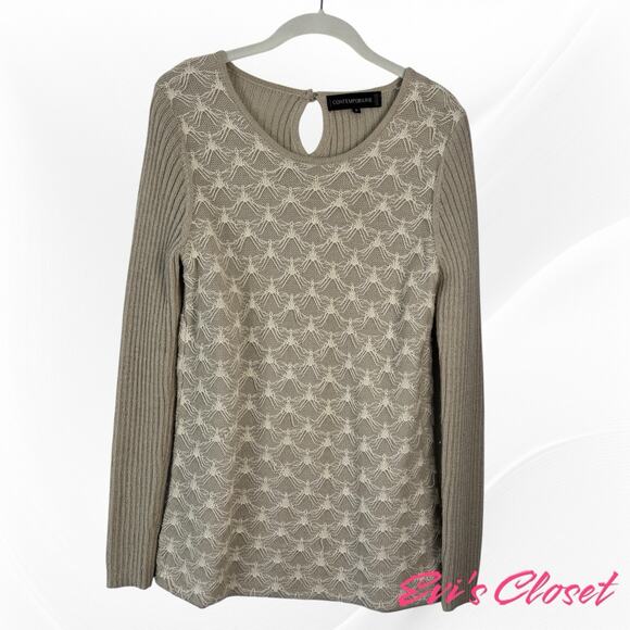 Contemporaine Woman's Sweater Beige Sz M - Picture 2 of 8